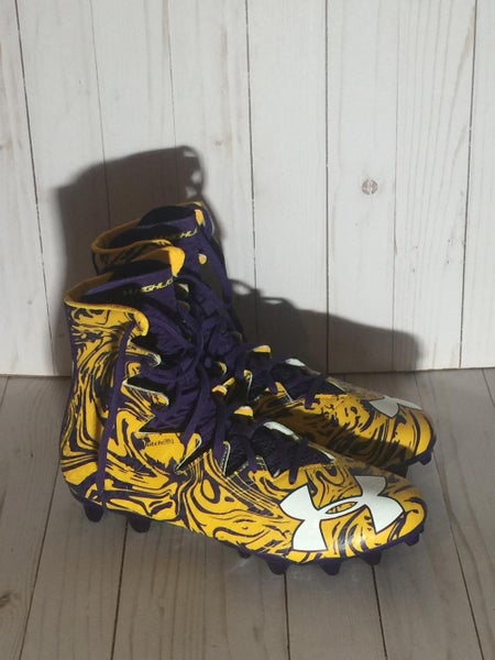New Under Armour Highlight Football Lacrosse Cleats Size 10 Purple Yellow