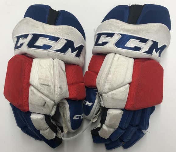 CCM HGTKPP PRO STOCK HOCKEY GLOVES 14" NEW YORK RANGERS USED #9 4373