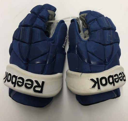 REEBOK 11KP PRO STOCK CUSTOM HOCKEY GLOVES 14" SYRACUSE CRUNCH AHL USED #78 4379