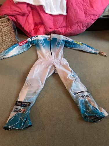 Blue women’s US ski team race suit