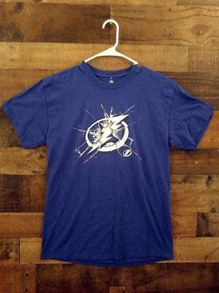 NHL Hockey TAMPA BAY LIGHTNING Shattered Glass Logo Blue Team Shirt