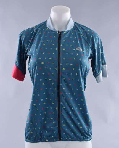 Sugoi RS Century Zap Jersey Womens Medium Ocean Depth Origami Print Cycling Bike