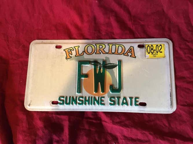 2002 Florida Sunshine State License Plate “FWJ” Initials