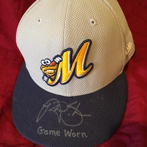 Nick Solak Tampa Bay Rays Signed Autographed Game Used Worn Montgomery Biscuits MiLB Hat