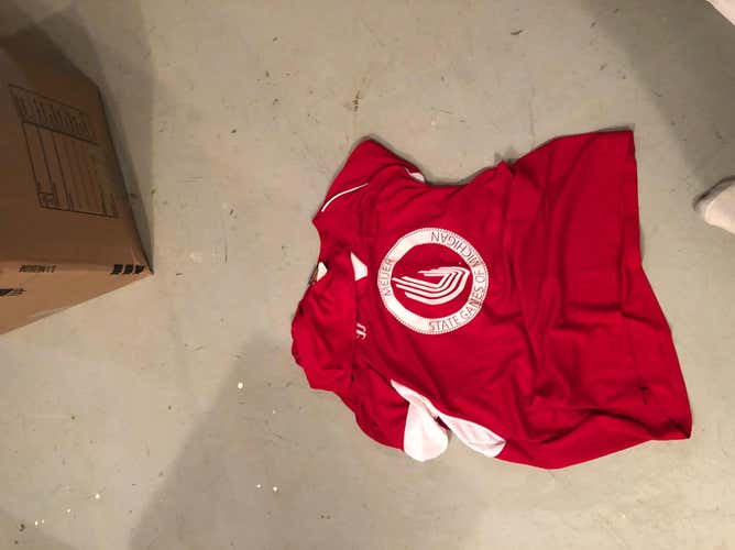 Red warrior state games of michigan jersey. Large.