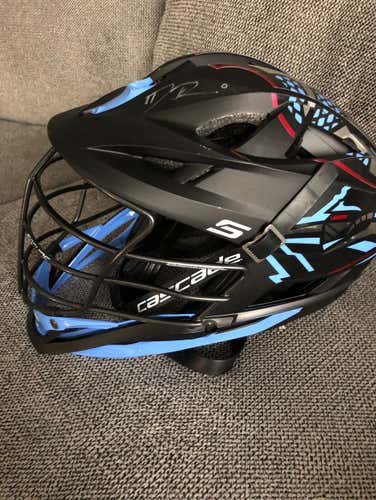 Game-worn Ohio Machine Cascade S helmet autographed by Davey Emala