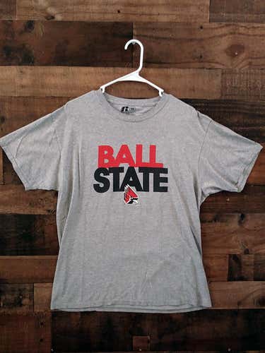 NCAA College BSU BALL STATE UNIVERSITY CARDINALS Grey Red Black Team Shirt