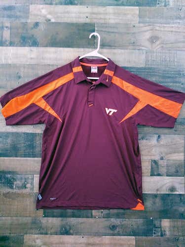 Nike Dri Fit NCAA College VIRGINIA TECH HOKIES Polyester Embroidered Football Polo Shirt