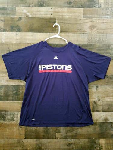 Adidas Climalite NBA Basketball DETROIT PISTONS Blue Polyester Performance Shirt