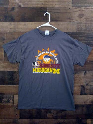 New 2016 NCAA College FLORIDA STATE SEMINOLES MICHIGAN WOLVERINES Capital One Orange Bowl Shirt