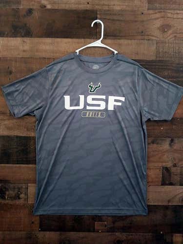 New NCAA College USF UNIVERSITY SOUTH FLORIDA BULLS Grey Polyester Performance Shirt