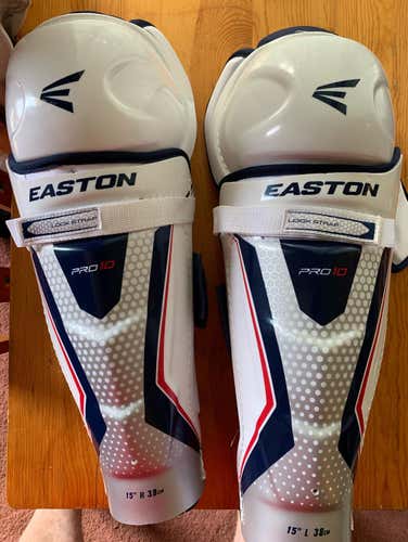 15” Easton Pro 10 Shin.  Ccm Bauer Warrior Pro Stock