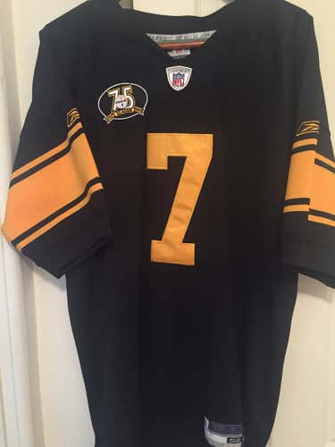 Pittsburgh Steelers Ben Roethlisberger #7, 75th Anniversary Reebok Jersey, Size 52