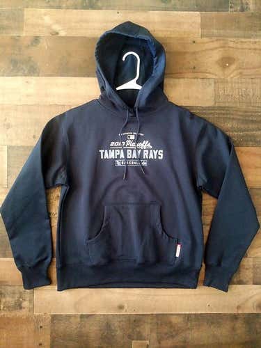 New 2010 Majestic Therma Base MLB Baseball TAMPA BAY RAYS Polyester Postseason Hoodie Sweatshirt