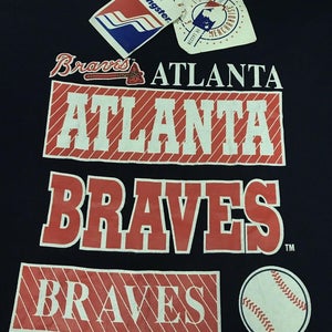 VINTAGE Atlanta Braves Shirt Mens Large Blue MLB Baseball Swingster 1992 90s VTG