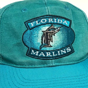 Vintage 90s Florida Marlins MLB Baseball Cap Hat Cap Bluff Green Logo 7