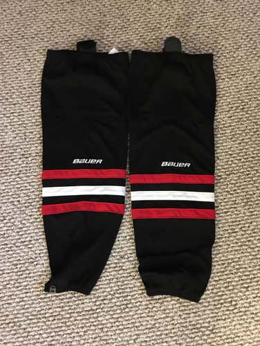 Bauer Chicago Blackhawks Hockey Socks Black Red