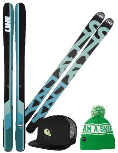 LINE 2019 SICK DAY 104 172CM ALL MTN & POWDER SKIS, NEW W/ FREE LINE HAT