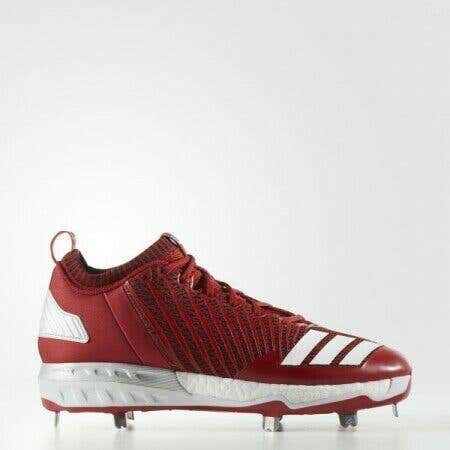Adidas Boost Icon 3 sz 11 Red White B39168 Metal Baseball Cleat Afterburner