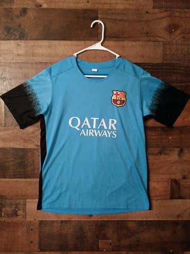 La Liga Soccer FC BARCELONA Qatar Airways Blue #18 Polyester Jersey