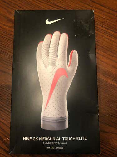 Nike GK Mercurial Touch Elite Soccer Goalie Adult Gloves Grey Size 8 GS0356-043
