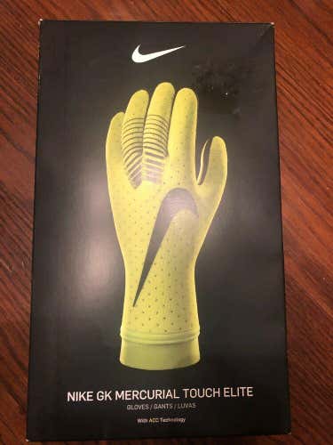 Nike GK Mercurial Touch Elite Soccer Goalie Adult Gloves Neon Size 8 GS0356-702