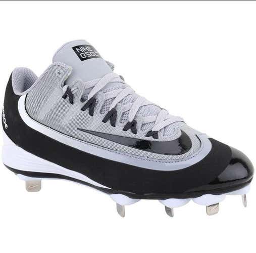 Nike Huarache 2KFilth Pro Low sz 11.5 Metal 807126 001 Baseball Cleats Grey Black
