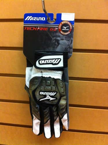 Mizuno Techfire Batting Gloves FREE Wristbands White Youth Medium MAKE OFFER