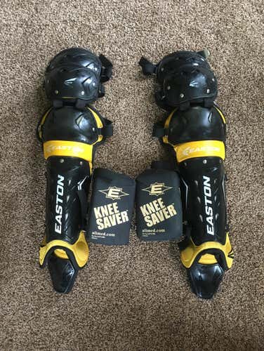 Easton Yellow/Black Catcher Leg Guards w/ Knee Savers