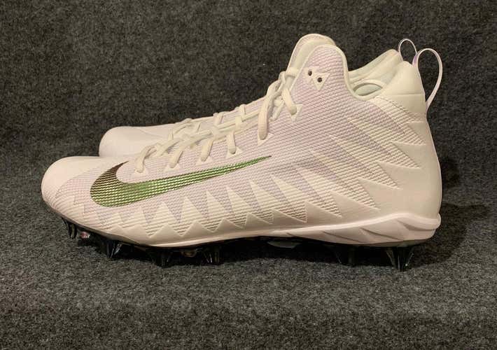 Nike Alpha Menace Pro Mid Football Cleats White Metallic Oregon 871451-102  Size 13