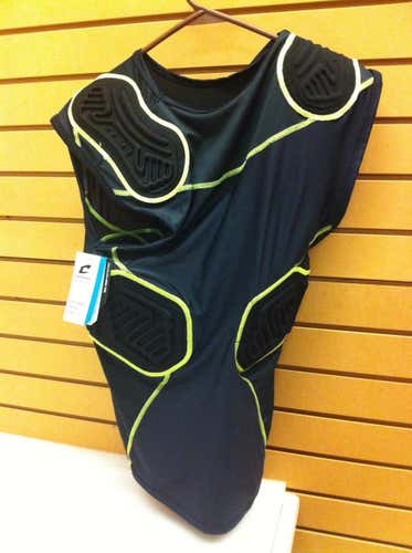 Champro Bull Rush Padded Shirt for Football/Lacrosse Adult Large Black