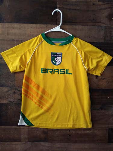 FIFA Soccer BRAZIL NATIONAL FOOTBALL Yellow Green Youth Polyester #2 Team Jersey