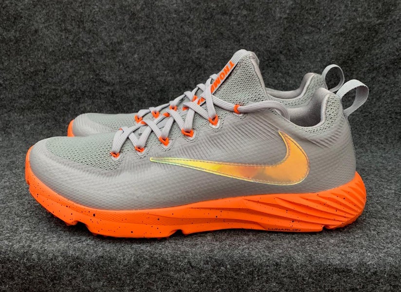 Nike Vapor Speed Turf Lacrosse Football Shoes Grey Orange 856542-080 Size 10.5