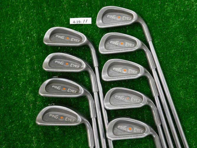 Ping Eye 2+ Irons 3-W & S JZ Stiff Steel Orange Dot 2.25* Flat -.5"(Firm Price.No Trades)