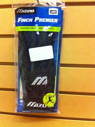 Mizuno Finch Premier Batting Gloves Women's Adult Large Black/Blue MAKE OFFERS