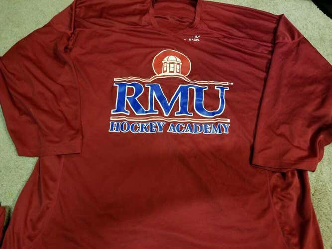 ROBERT MORRIS UNIVERSITY Red Practice Used Worn Hockey Jersey size GOALIE CUT