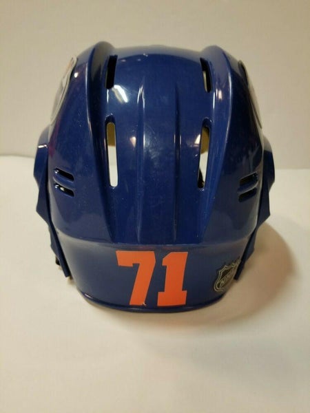 PETR SYKORA Blue Edmonton Oilers Game Used Worn Helmet w Shield NHL COA