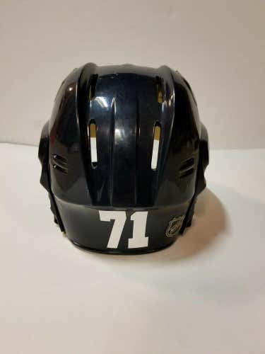 PETR SYKORA Dark Blue Edmonton Oilers Game Used Worn Helmet w Shield NHL COA