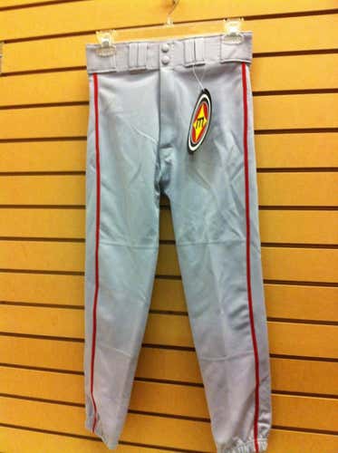 Easton Baseball Pants Pro Pipepant Grey/RED Piping YOUTH MEDIUM MAKE OFFERS
