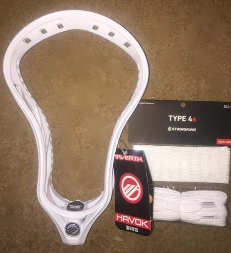 New! Maverik Havok Lacrosse Head w Stringking 4S semi soft mesh!