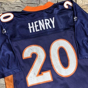 Travis Henry Denver Broncos Reebok Navy Blue Jersey NFL Football Mens L/XL