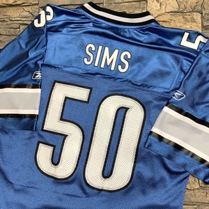 Billy Sims Detroit Lions Reebok Jersey Silver Blue NFL Football Mens L/XL