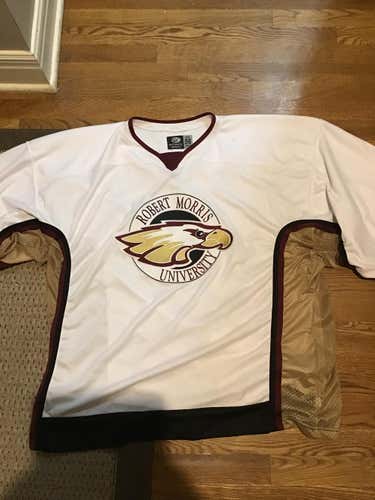 Pro Stock Robert Morris University Goalie And  white pro game jersey two pack