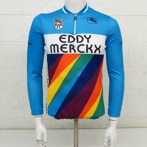 Vintage Giordana Eddy Merckx 1/2-Zip Long Sleeve Cycling Bike Jersey Size 3/Med
