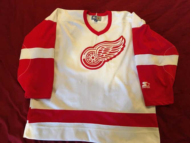 Vintage 90’s Detroit Red Wings White STARTER NHL Hockey Jersey Size XL