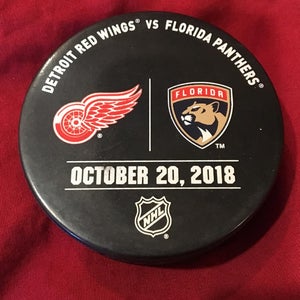 October 20, 2018 Florida Panthers vs Detroit Red Wings Game Used Warm Up NHL Hockey Puck - Fanatics