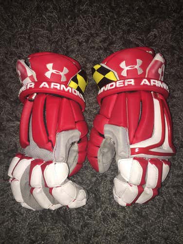 Under Armour University Of Maryland Player Used Gloves 13” Biofit