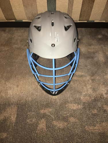 Gray Warrior Evo Helmet With Blue Facemask