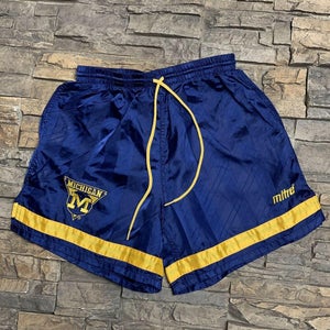 VTG Michigan Wolverine Mitre Soccer Shorts Nylon Navy Blue NCAA Adult Medium