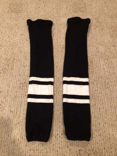 Black w/ White Stripes Knit Socks 28”